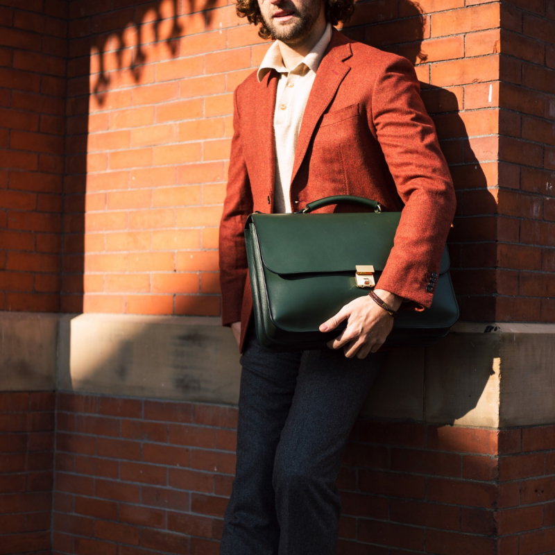 Birmingham Briefcase in harness belting leather