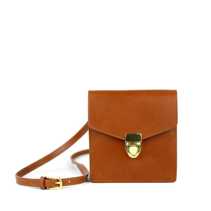 Adelie Shoulder Bag - Lock Closure  in harness belting leather