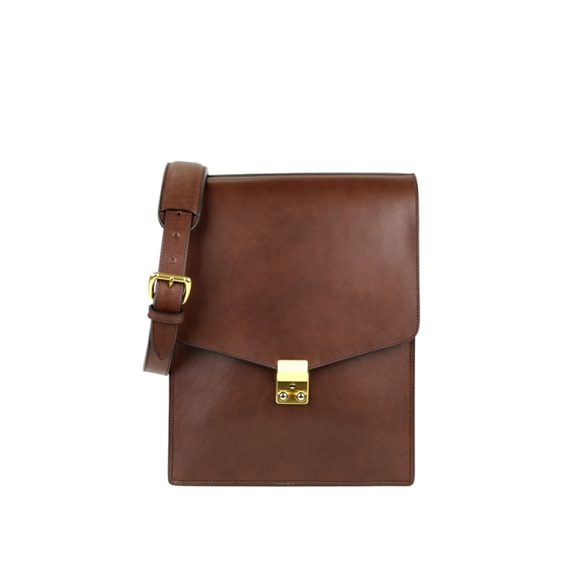 Lock Messenger Bag in harness belting leather