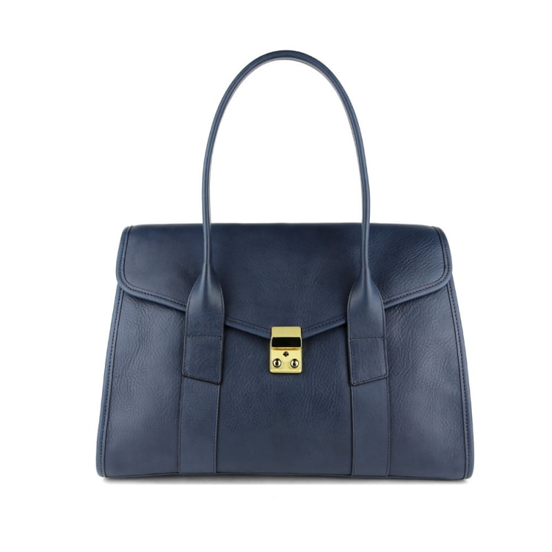 Signature Lock Satchel in smooth tumbled leather