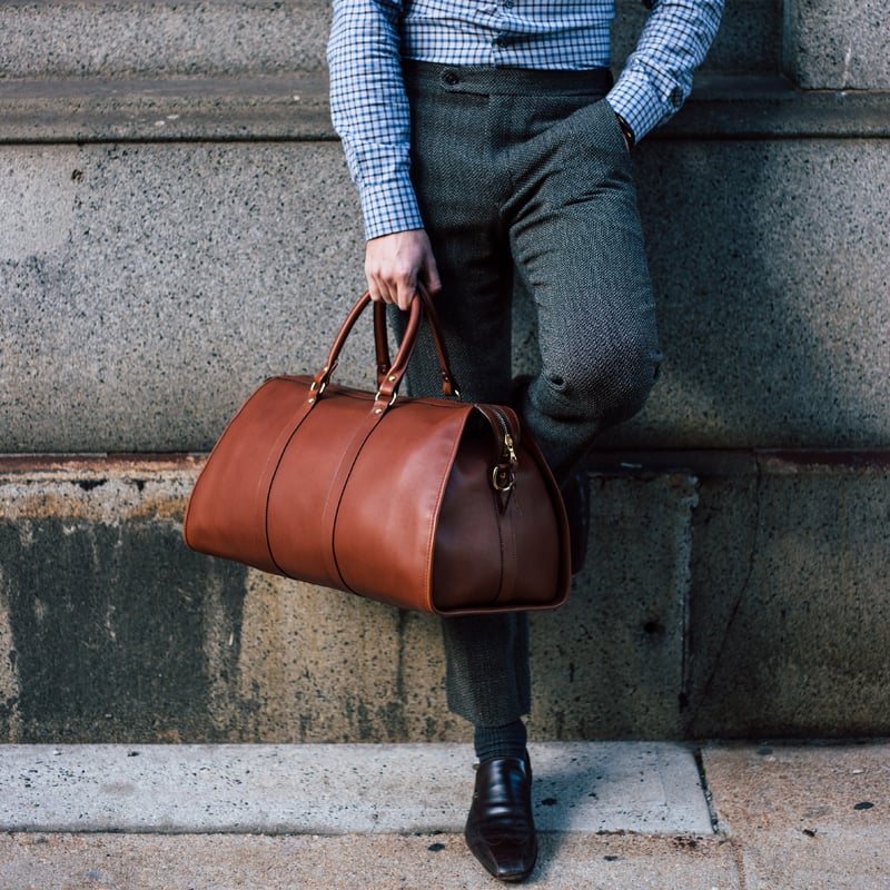 Hampton Travel Duffle  in smooth tumbled leather