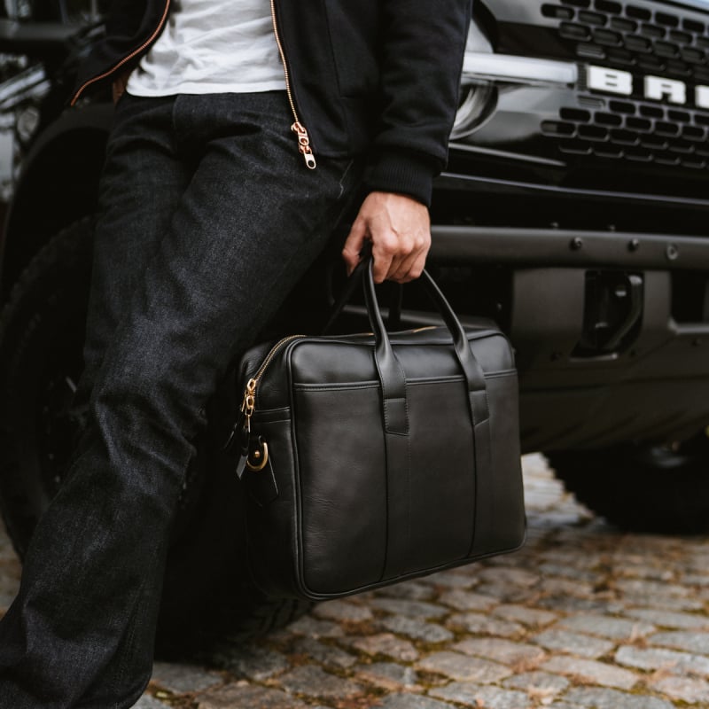 Commuter Briefcase in smooth tumbled leather