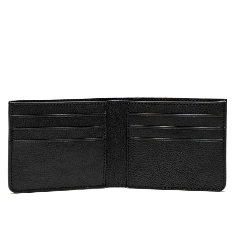 Bifold Wallet - Navy/Black - Polished Belting/Pebbled Leather  in 