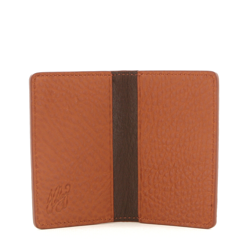 Folding Card Case - Cognac/Chocolate Interior - Taurillon Leather in 