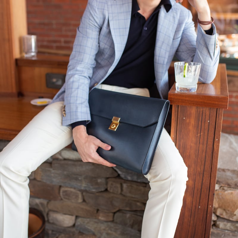 Locking Wrap Portfolio in harness belting leather