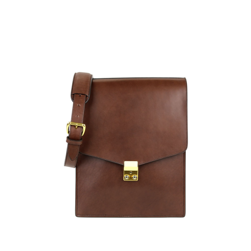 Lock Messenger Bag in harness belting leather